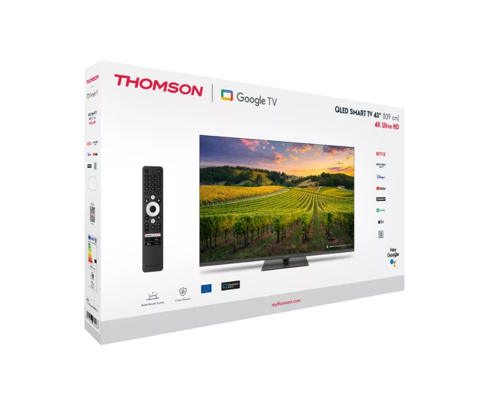 Телевизор Thomson Smart QLED TV 43"; Google TV; 3840 x 2160 (4K UHD) 9