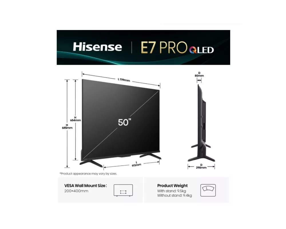 Телевизор Hisense 50" E7Q Pro 2