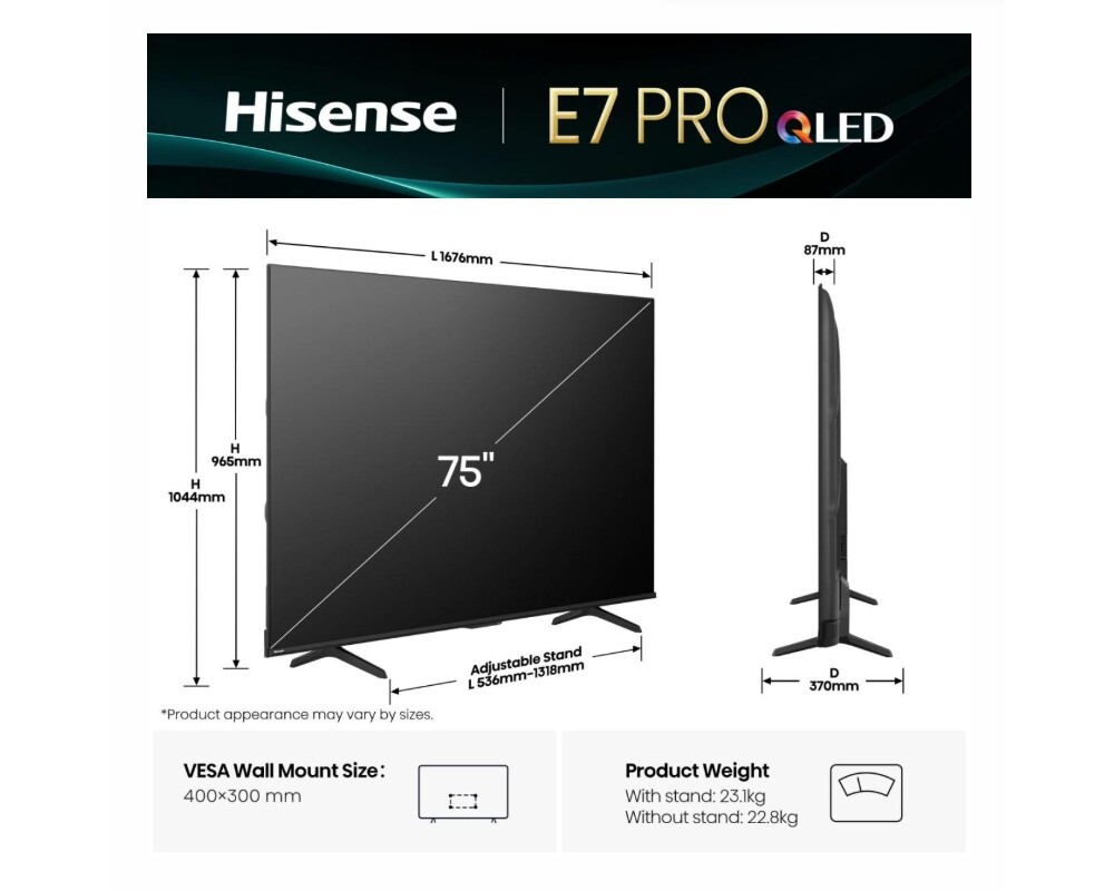 Телевизор Hisense 75" E7Q Pro 2