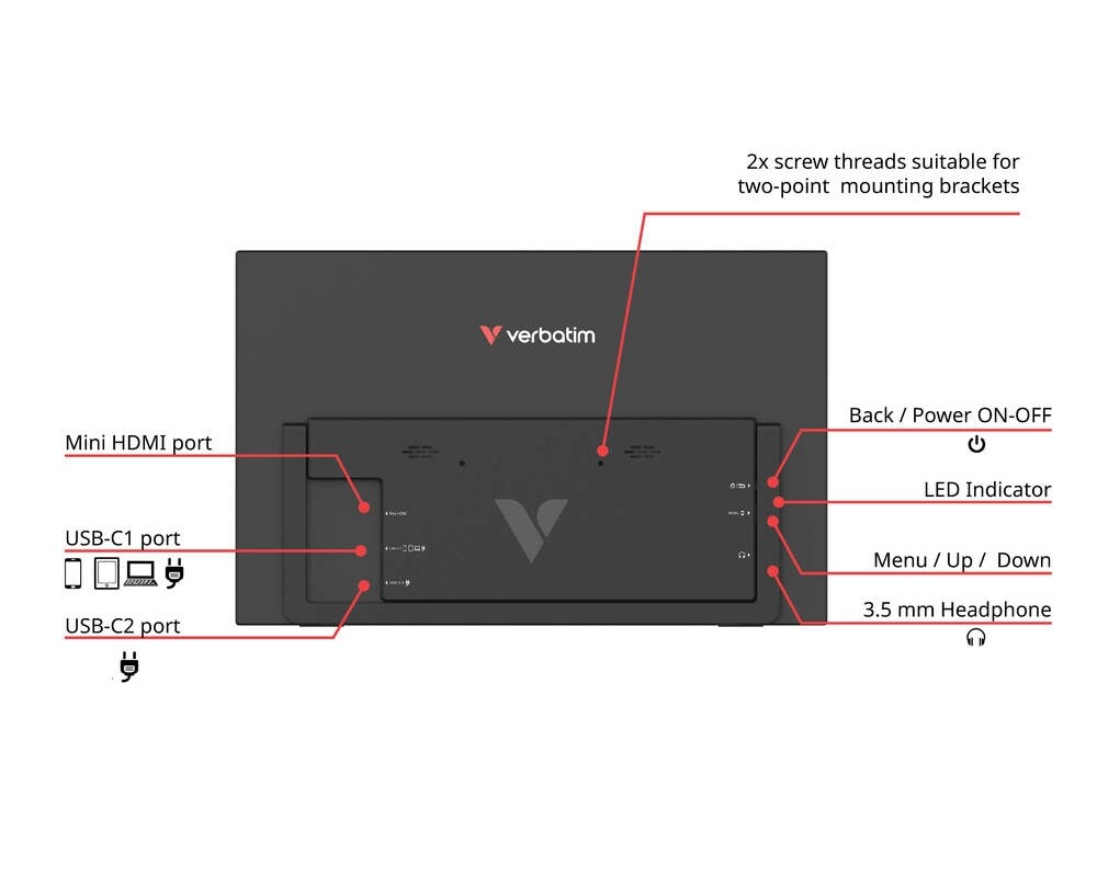 Монитор Verbatim Portable 15.6" Touch Monitor LIGHT 6