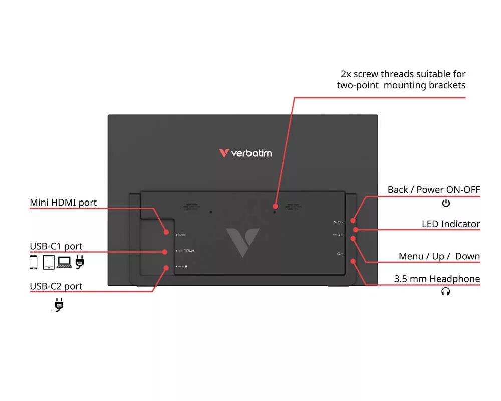 Монитор Verbatim 15.6" Portable FHD Monitor LIGHT 6