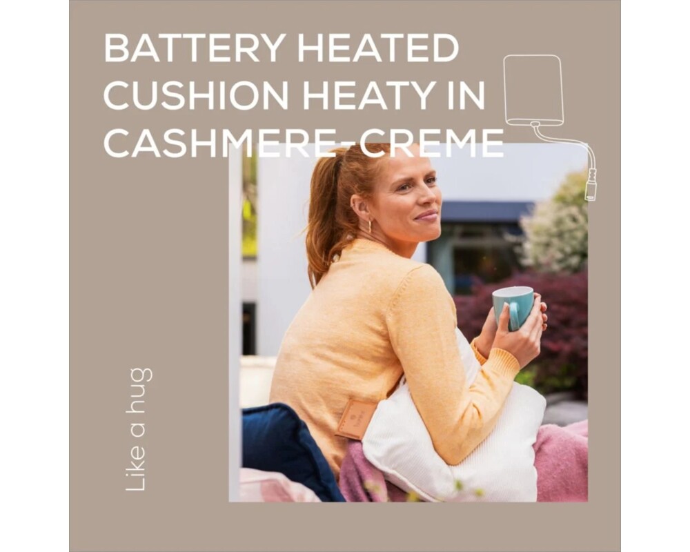 Термоподложка Beurer HK 77 Heaty cashmere-creme; lithium-ion battery; Soft velvet cushion cover machine-washable at 30°C; 3 temperature settings; Fast heating; BSS; 45(L)x45(W) cm 8