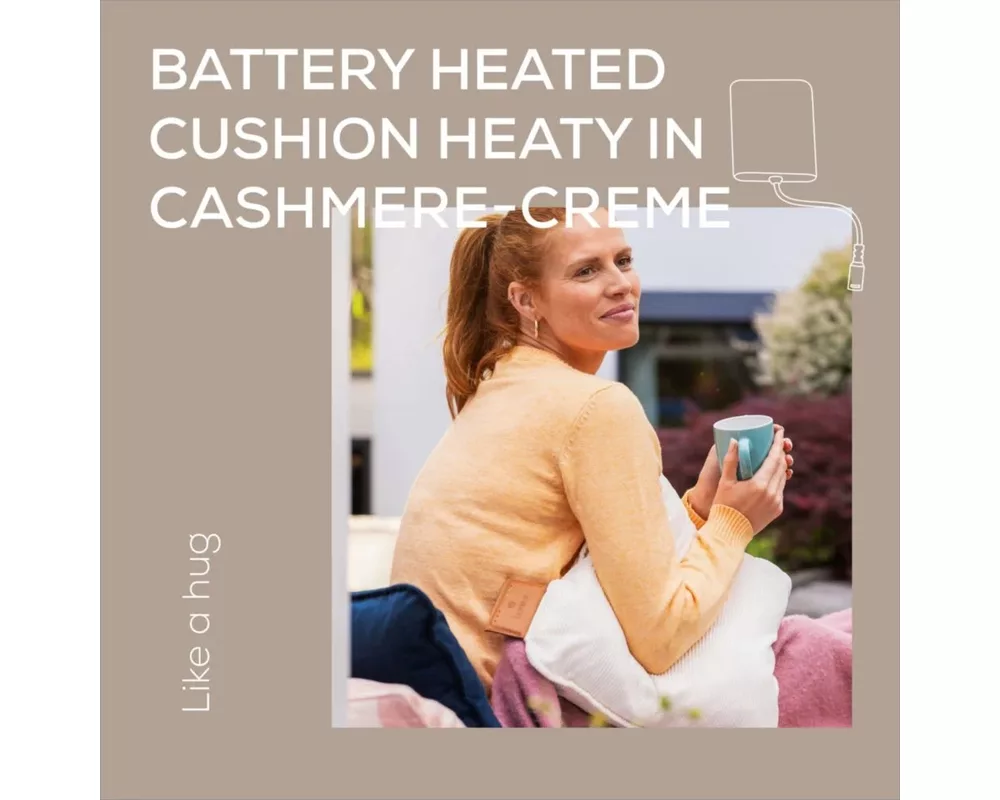 Термоподложка Beurer HK 77 Heaty cashmere-creme; lithium-ion battery; Soft velvet cushion cover machine-washable at 30°C; 3 temperature settings; Fast heating; BSS; 45(L)x45(W) cm 8