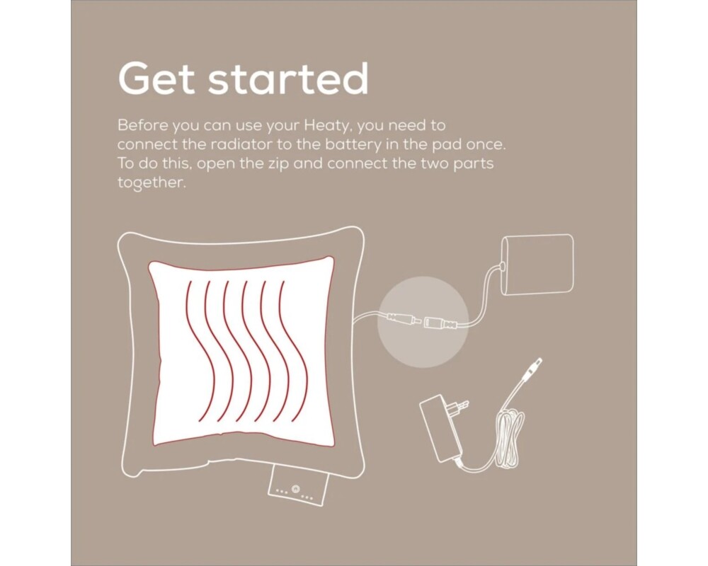 Термоподложка Beurer HK 77 Heaty cashmere-creme; lithium-ion battery; Soft velvet cushion cover machine-washable at 30°C; 3 temperature settings; Fast heating; BSS; 45(L)x45(W) cm 7