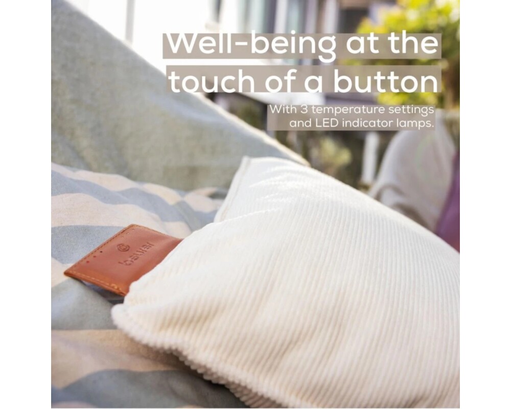 Термоподложка Beurer HK 77 Heaty cashmere-creme; lithium-ion battery; Soft velvet cushion cover machine-washable at 30°C; 3 temperature settings; Fast heating; BSS; 45(L)x45(W) cm 6