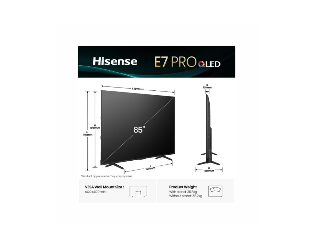Телевизор Hisense 85" E7Q Pro 2