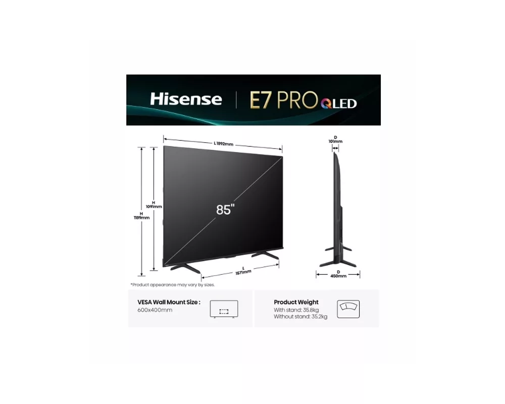 Телевизор Hisense 85" E7Q Pro 2
