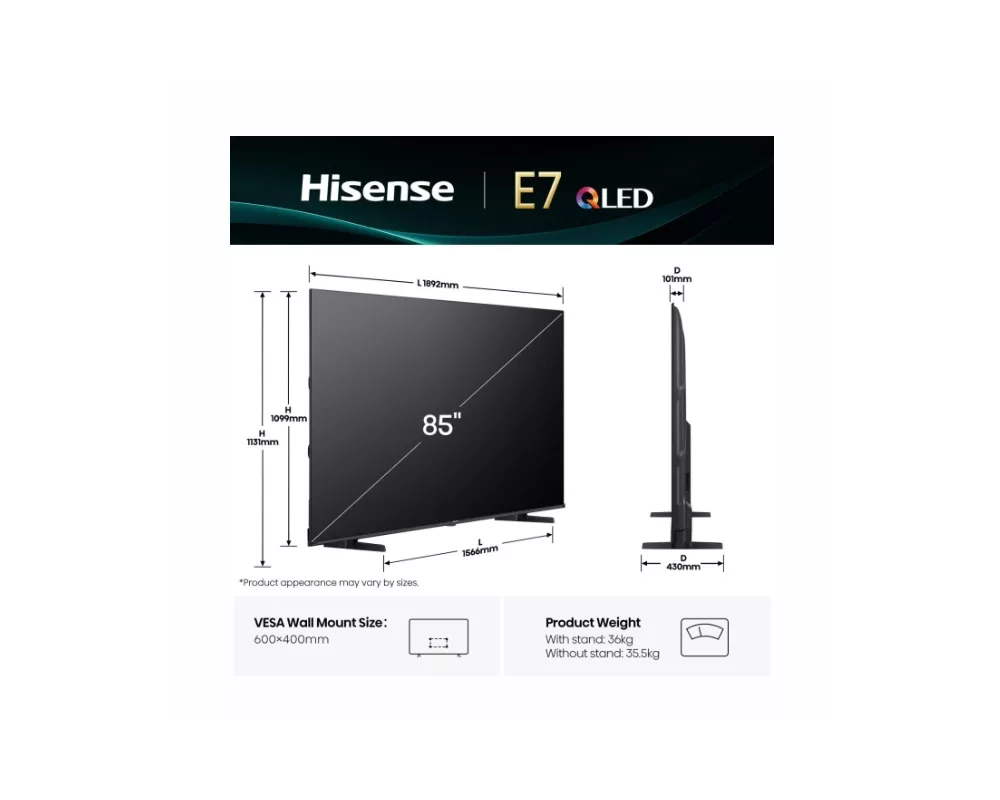 Телевизор Hisense 85" E7Q 2