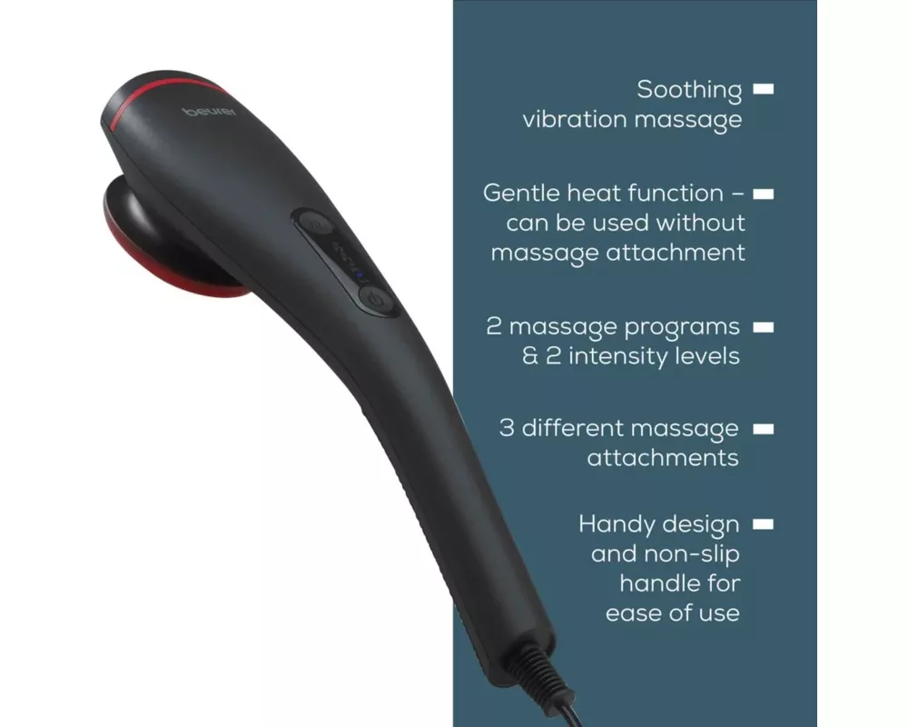 Масажор Beurer MG 24 Massager with heat function; Soothing and relaxing vibration massage;3 massage attachments;2 intensity levels;2 pre-set programs 2