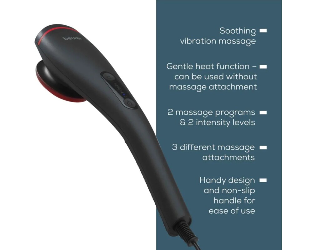 Масажор Beurer MG 24 Massager with heat function; Soothing and relaxing vibration massage;3 massage attachments;2 intensity levels;2 pre-set programs 2