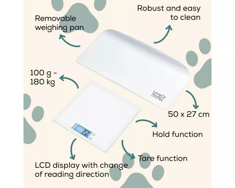 Смарт кантар Beurer PP 170 Polly Multifunctional pet scale;Detailed graduation (10 g to 5 kg 6