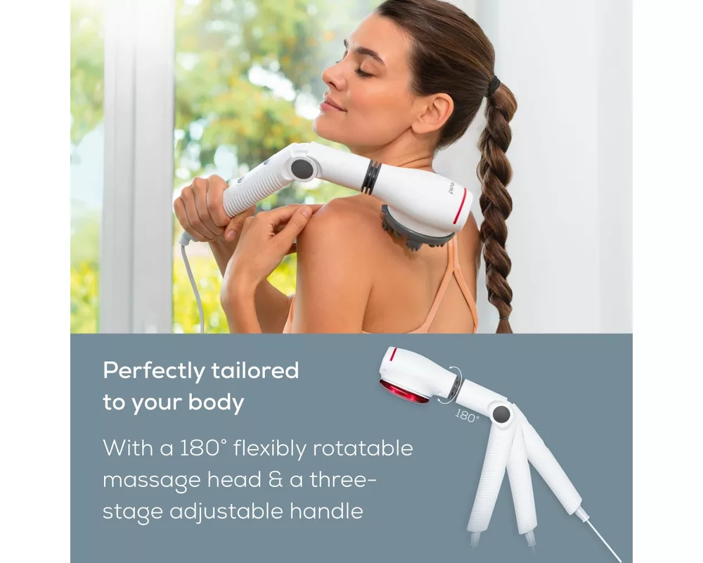 Масажор Beurer MG 44 infrared massager; Soothing vibration massage; Rotating massage head and 3-way adjustable handle; Infrared heat; 3 function levels; 4 interchangeable massage attachments 4