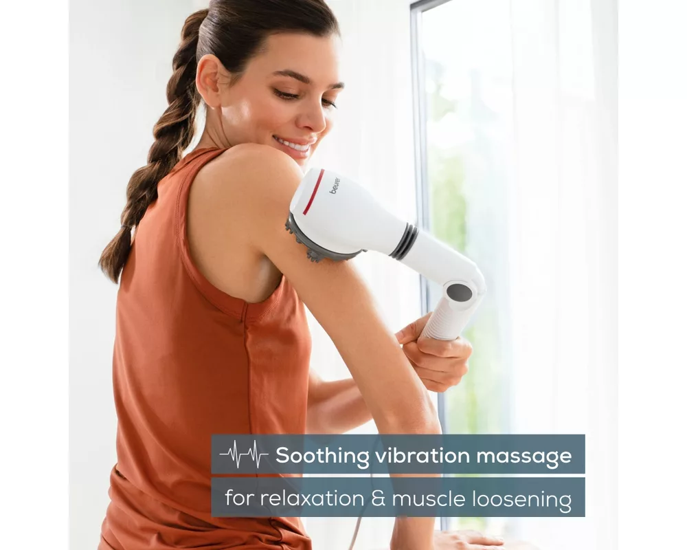 Масажор Beurer MG 44 infrared massager; Soothing vibration massage; Rotating massage head and 3-way adjustable handle; Infrared heat; 3 function levels; 4 interchangeable massage attachments 2