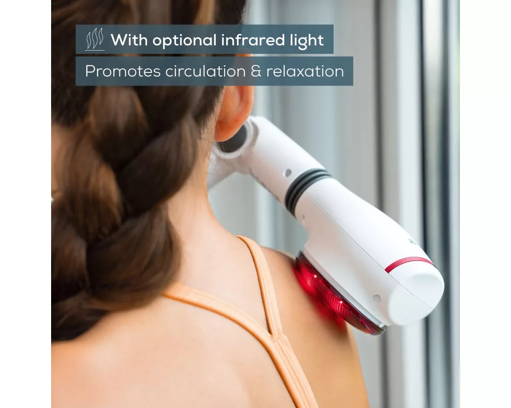 Масажор Beurer MG 44 infrared massager; Soothing vibration massage; Rotating massage head and 3-way adjustable handle; Infrared heat; 3 function levels; 4 interchangeable massage attachments 3