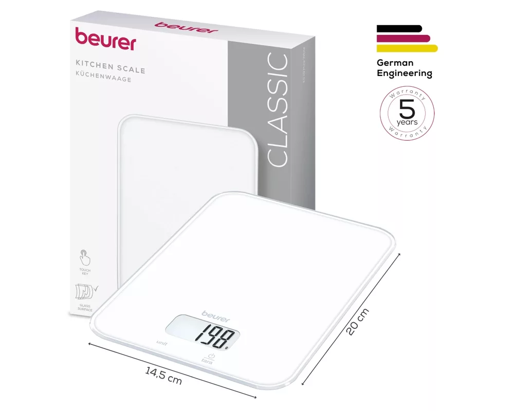Смарт кантар Beurer KS 19 Pure White kitchen scale; 5 kg / 1 g 4