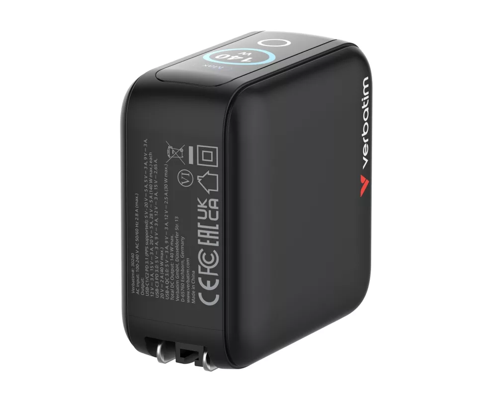Зарядно Verbatim Mini GaN Charger 140W with Display 9