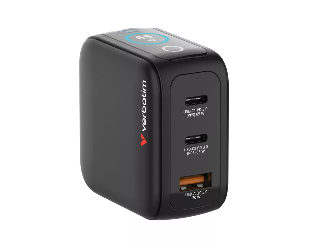 Зарядно Verbatim Mini GaN Charger 65W with Display 5