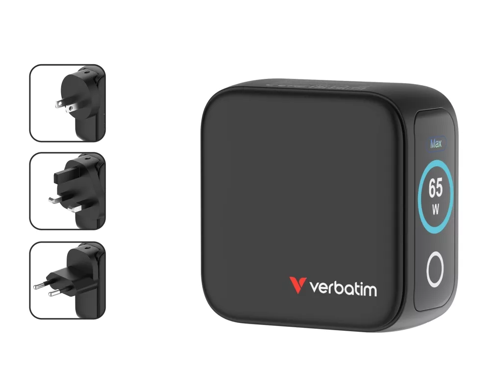 Зарядно Verbatim Mini GaN Charger 65W with Display 4