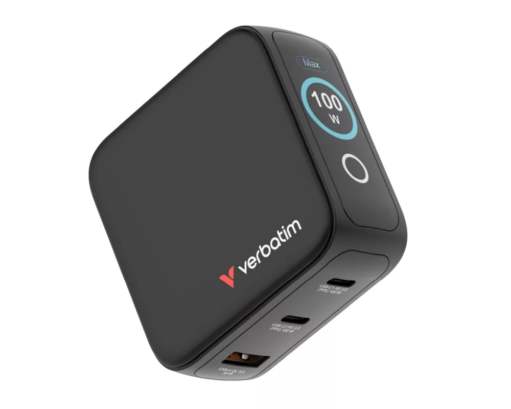 Зарядно Verbatim Mini GaN Charger 100W with Display 4