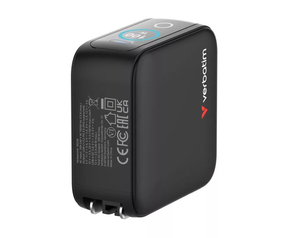 Зарядно Verbatim Mini GaN Charger 100W with Display 5