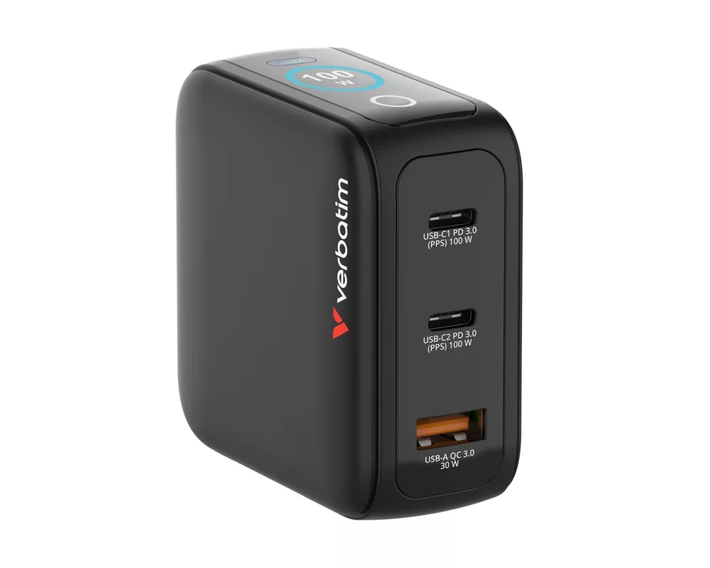 Зарядно Verbatim Mini GaN Charger 100W with Display 10