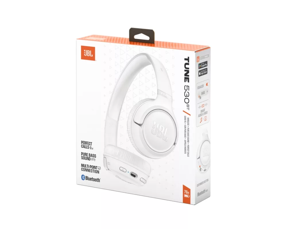 Слушалки JBL TUNE 530BT WHT Wireless on-ear Bluetooth headphones 10