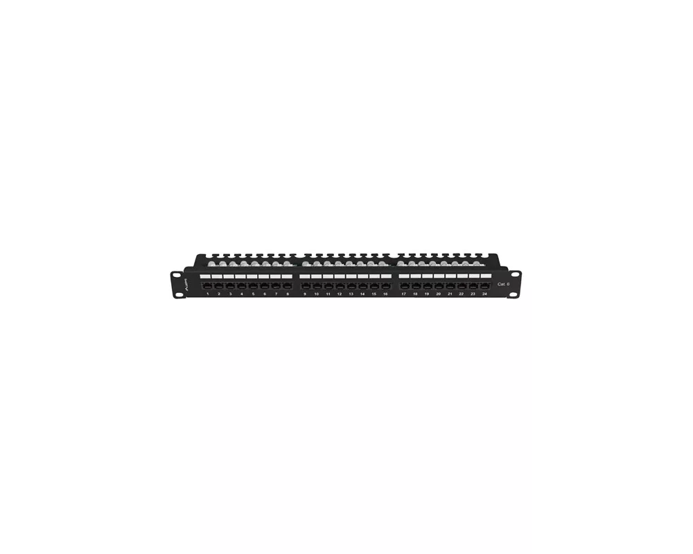 Аксесоар за сървърни и комуникационни шкафове Lanberg patch panel 24 port 1U 19" CAT.6 utp with cable organizer black 3