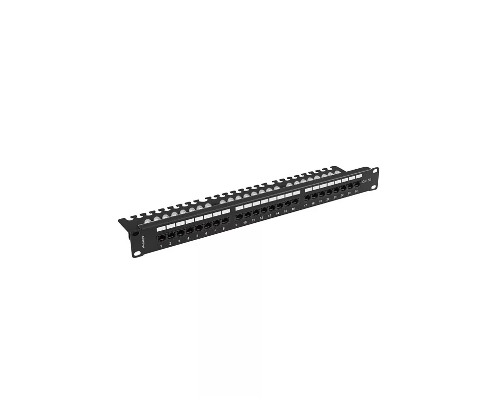 Аксесоар за сървърни и комуникационни шкафове Lanberg patch panel 24 port 1U 19" CAT.5e utp with cable organizer black 5