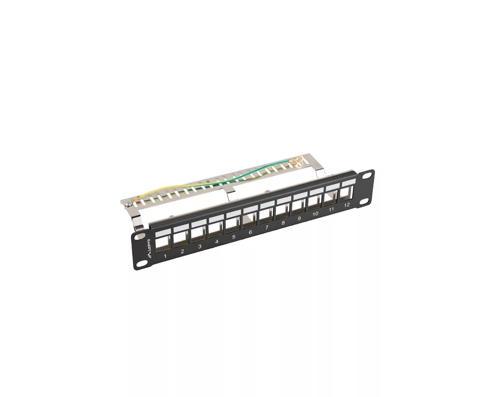 Аксесоар за сървърни и комуникационни шкафове Lanberg patch panel blank 12 port 1U 10" ftp for keystone modules black v2 2