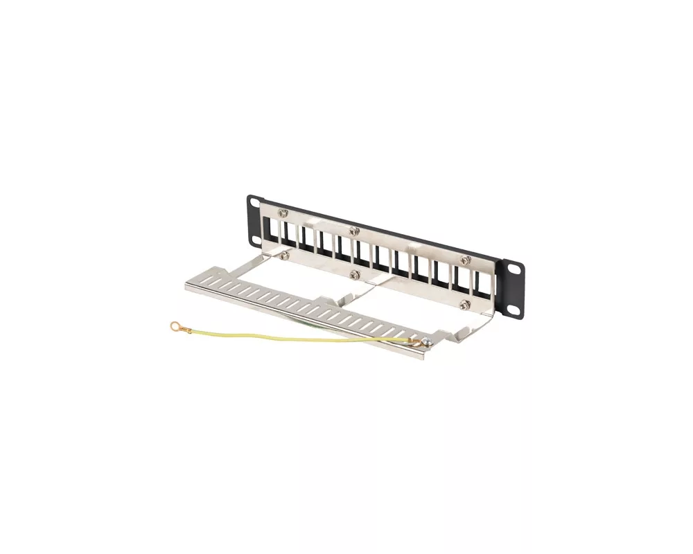 Аксесоар за сървърни и комуникационни шкафове Lanberg patch panel blank 12 port 1U 10" ftp for keystone modules black v2 5