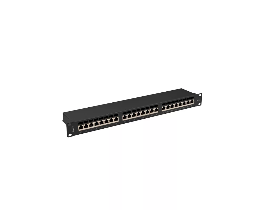 Аксесоар за сървърни и комуникационни шкафове Lanberg patch panel 24 port 1U 19" CAT.6a ftp with cable organizer shielded black 2