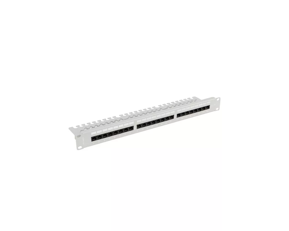 Аксесоар за сървърни и комуникационни шкафове Lanberg patch panel 24 port 1U 19" CAT.5e utp with cable organizer grey 2