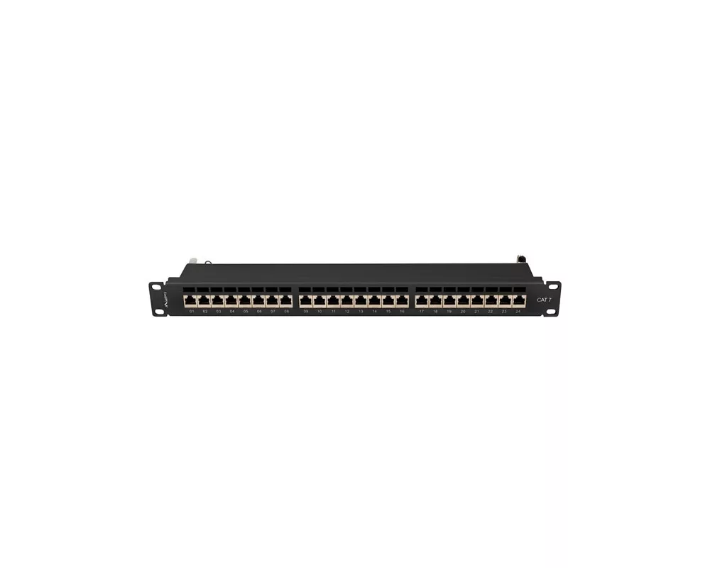Аксесоар за сървърни и комуникационни шкафове Lanberg patch panel 24 port 1U 19" CAT.7 ftp with cable organizer shielded black 5
