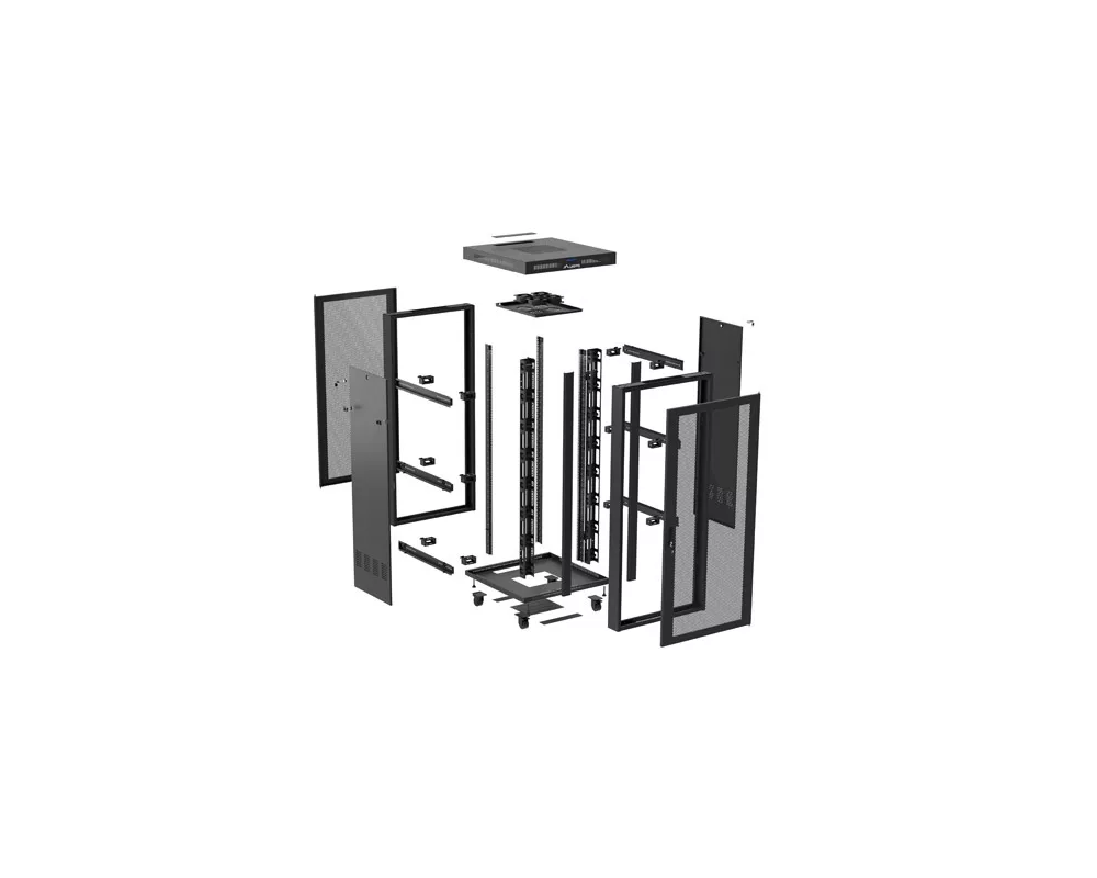 Сървърен шкаф Lanberg rack cabinet 19" free-standing 47U/800X800 (FLAT PACK) with mesh door LCD black 2