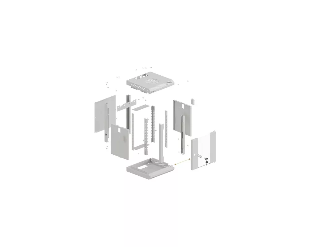 Сървърен шкаф Lanberg rack cabinet 10" wall-mount 4U/300x300 (flat pack) with glass door grey 3