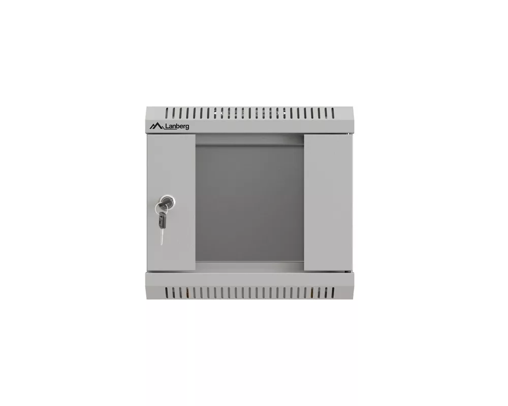Сървърен шкаф Lanberg rack cabinet 10" wall-mount 4U/300x300 (flat pack) with glass door grey 13