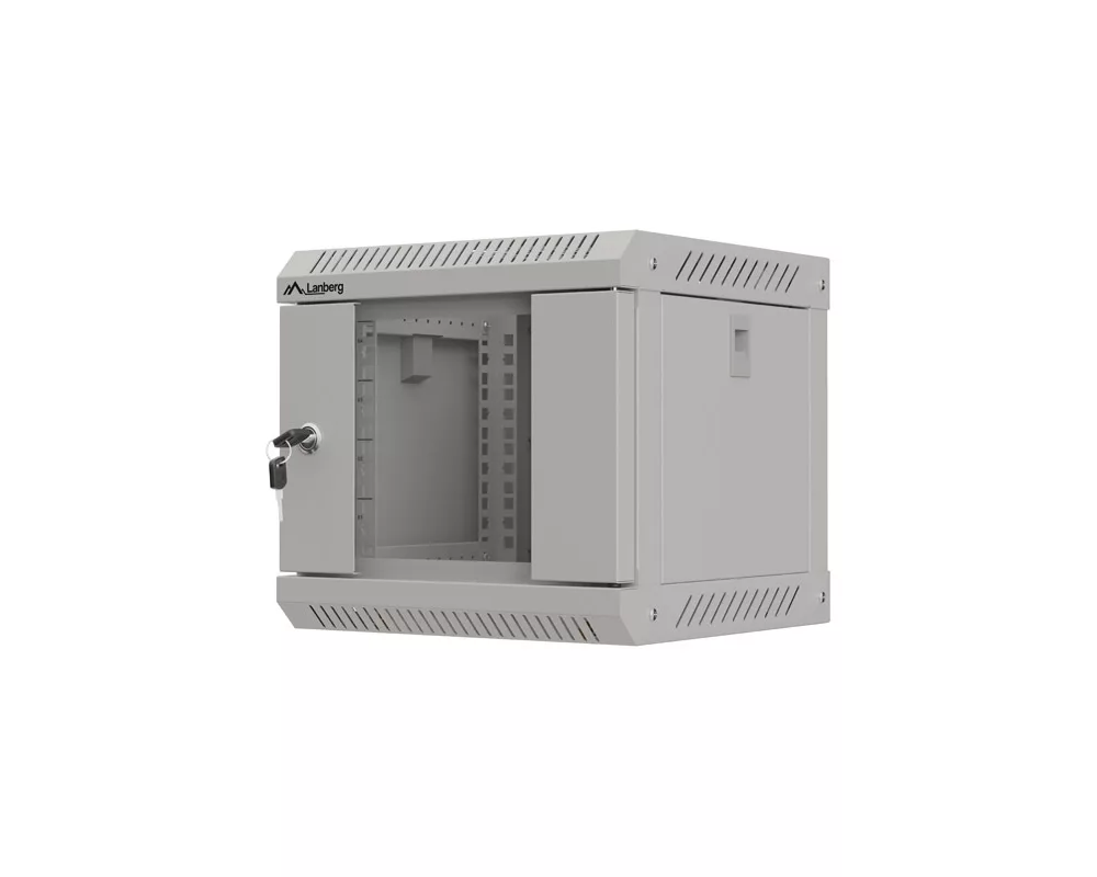 Сървърен шкаф Lanberg rack cabinet 10" wall-mount 4U/300x300 (flat pack) with glass door grey 12