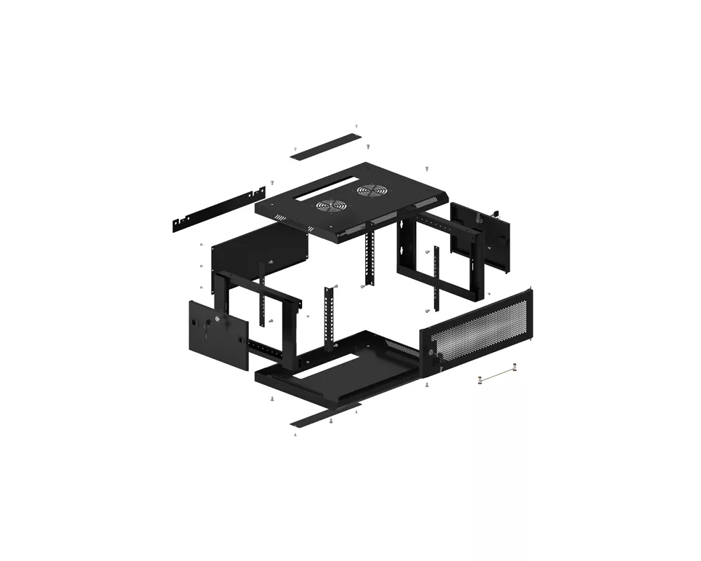 Сървърен шкаф Lanberg rack cabinet 19" wall-mount 4U/600x450 with perforated door black (flat pack) 13