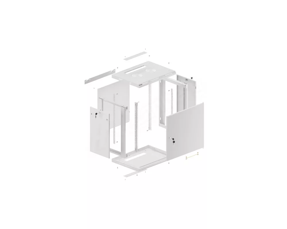 Сървърен шкаф Lanberg rack cabinet 19" wall-mount 12U/600x450 for self-assembly with metal door grey (flat pack) 12