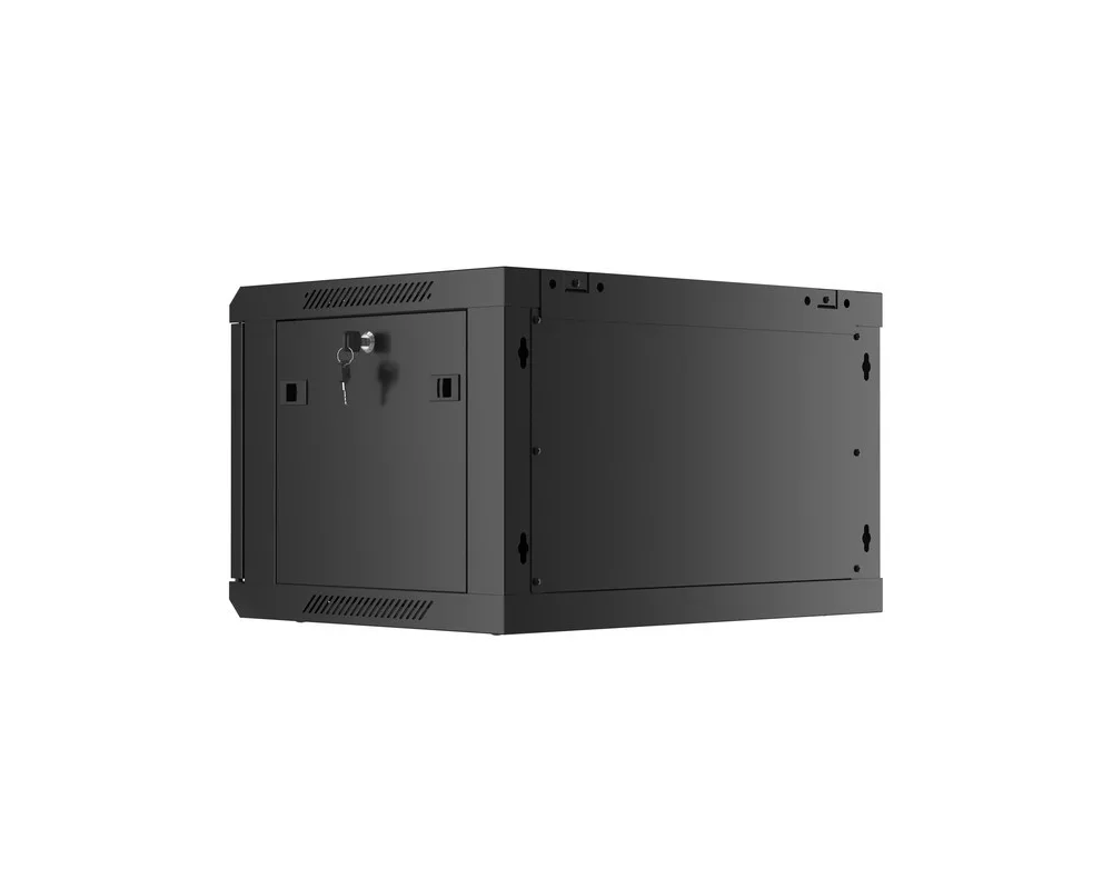 Сървърен шкаф Lanberg rack cabinet 19" wall-mount 6U/600x450 for self-assembly with metal door black (flat pack) 12
