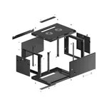 Сървърен шкаф Lanberg rack cabinet 19" wall-mount 6U/600x450 for self-assembly with metal door black (flat pack) 6