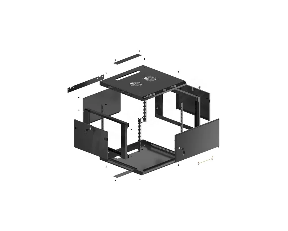 Сървърен шкаф Lanberg rack cabinet 19" wall-mount 6U/600x600 for self-assembly with metal door black (flat pack) 11