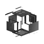Сървърен шкаф Lanberg rack cabinet 19" wall-mount 9U/600x600 for self-assembly with metal door black (flat pack) 8