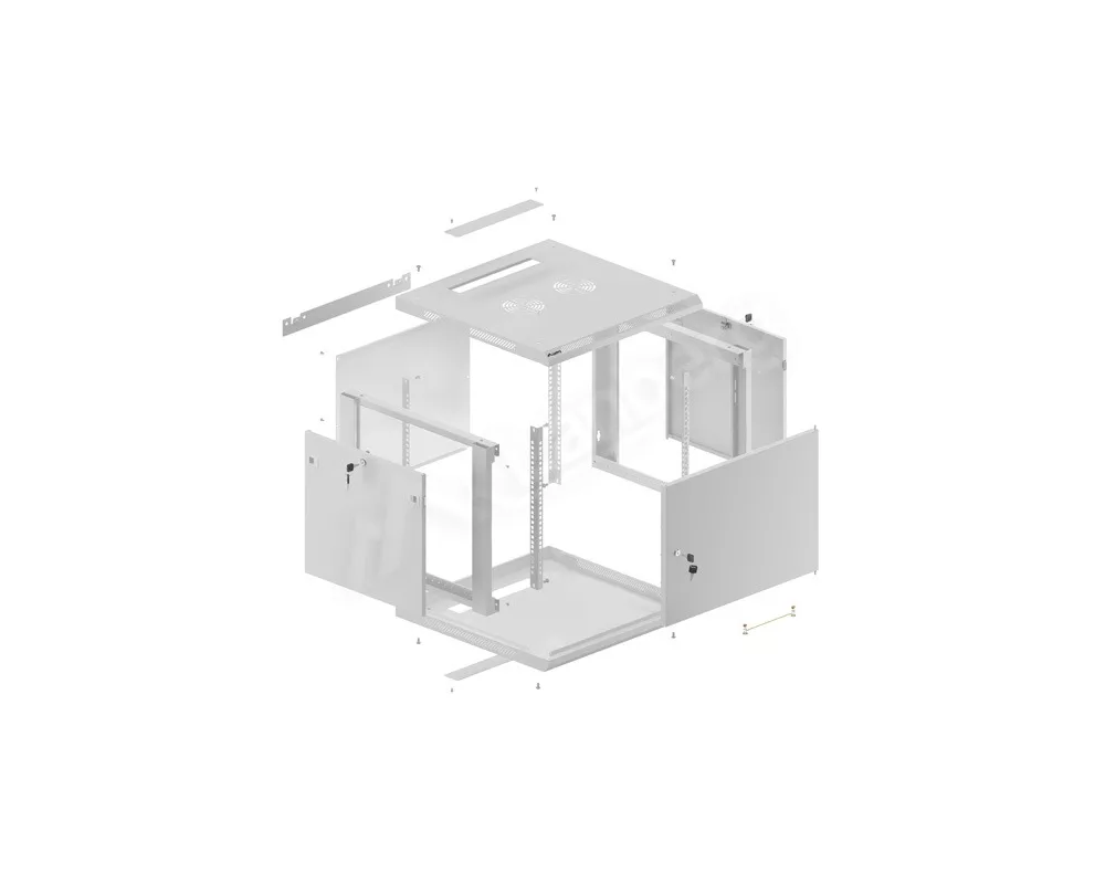 Сървърен шкаф Lanberg rack cabinet 19" wall-mount 9U/600x600 for self-assembly with metal door grey (flat pack) 11