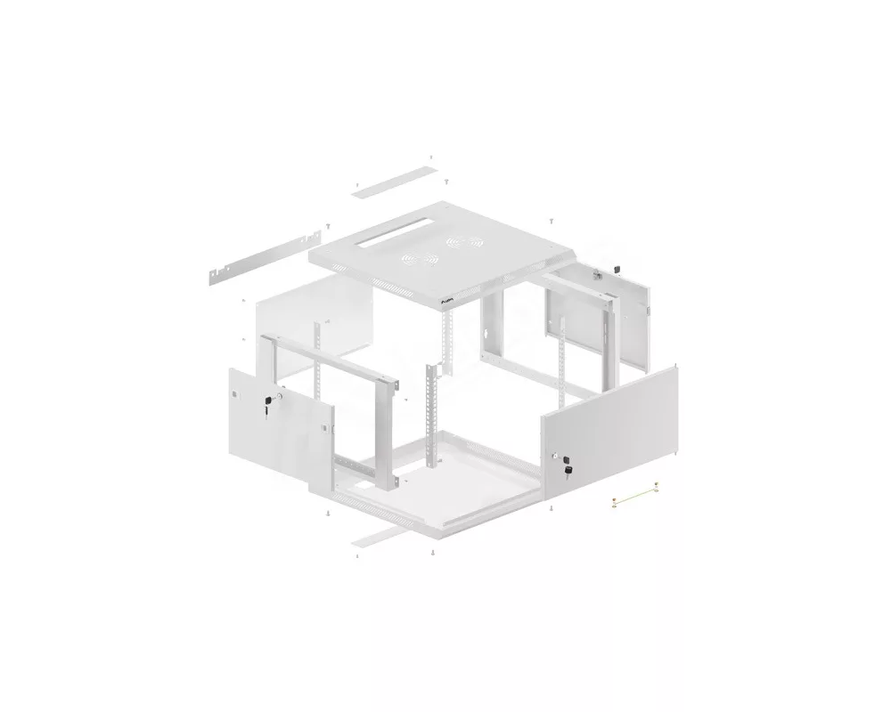 Сървърен шкаф Lanberg rack cabinet 19" wall-mount 6U/600x600 for self-assembly with metal door grey (flat pack) 8