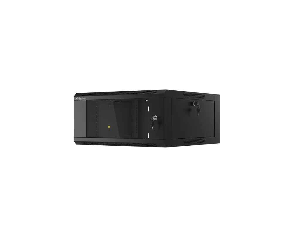 Сървърен шкаф Lanberg rack cabinet 19" wall-mounted 4U 600 fast assembly (flat pack) black 4