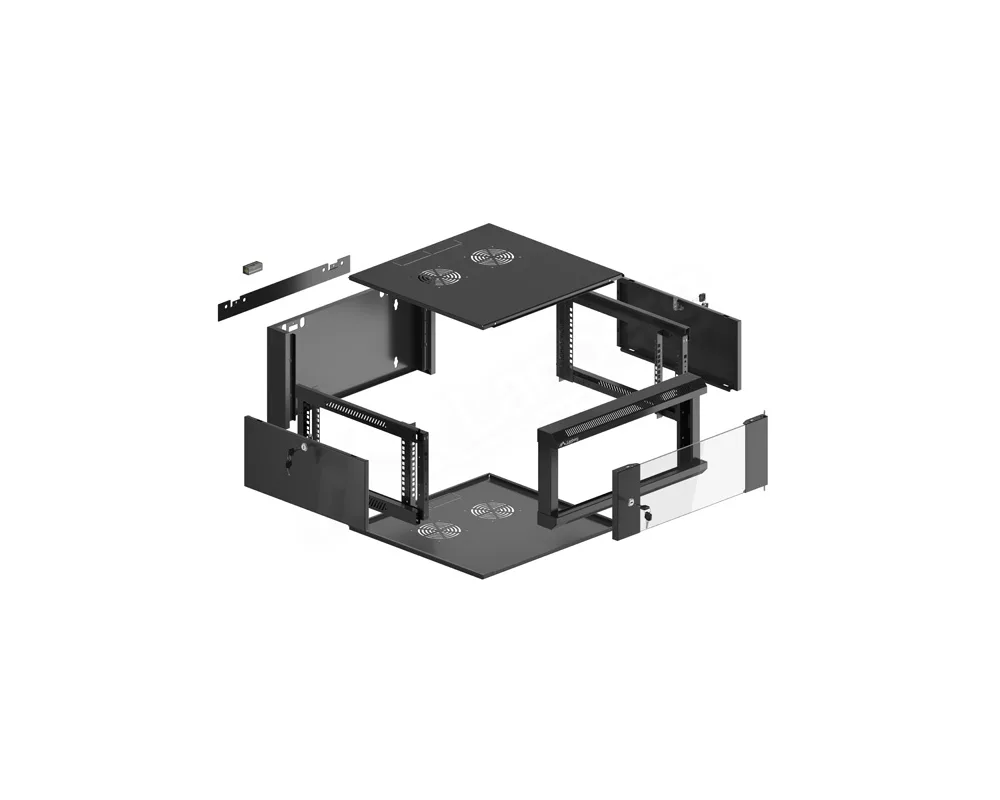 Сървърен шкаф Lanberg rack cabinet 19" wall-mounted 4U 600 fast assembly (flat pack) black 10