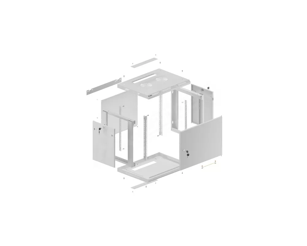 Сървърен шкаф Lanberg rack cabinet 19" wall-mount 9U/600x450 for self-assembly with metal door grey (flat pack) 8