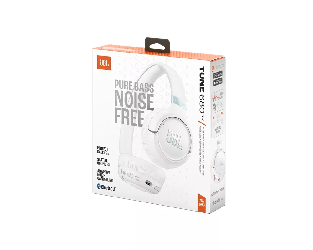 Слушалки JBL TUNE 680NC WHT Wireless on-ear Noise cancelling headphones 10