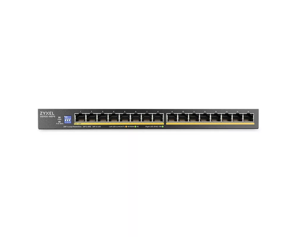 Switch (Комутатор) ZyXEL GS1100-16EPS Slimline PoE+ 135W 16 port Gigabit - DIP selector Unmanaged Switch 3